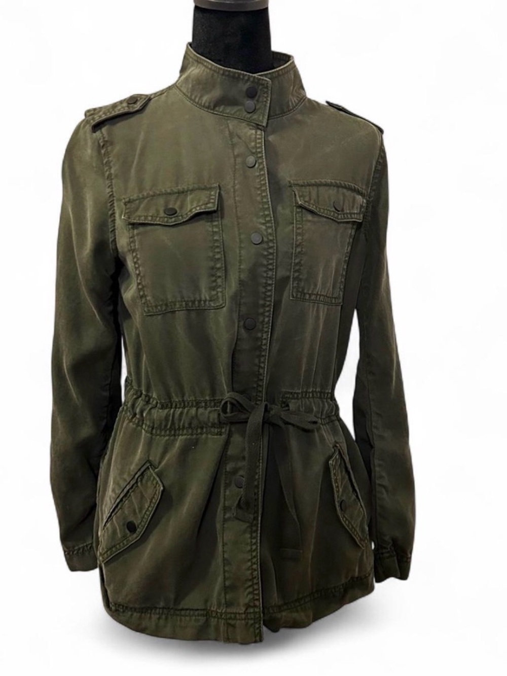LOFT Olive Green Utility Jacket with Drawstring Waist